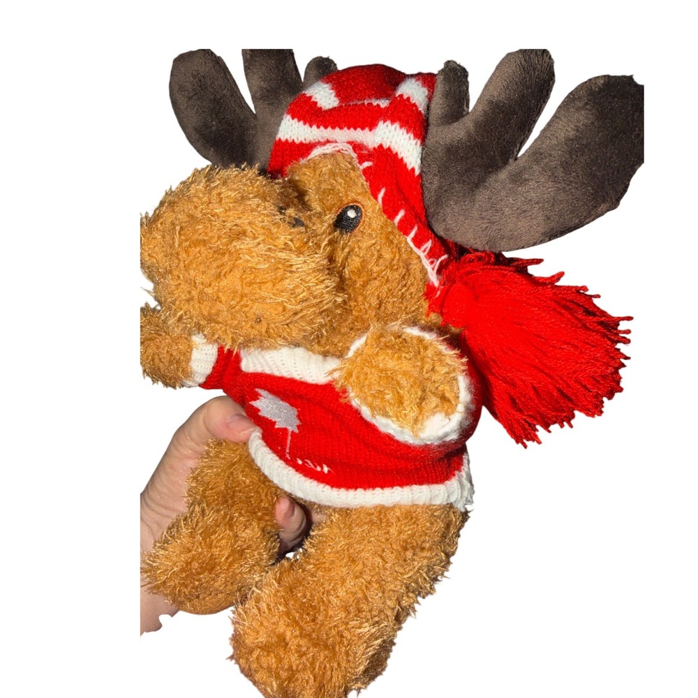 Canada Moose Plush Stuffed Animal‎ Red Sweater Maple Leaf Holiday